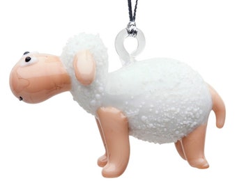Poids en papier ornement mouton - Fabriqué à la main à partir de verre fondu - Chacun est unique! La carte et l’enveloppe des moutons sont incluses.