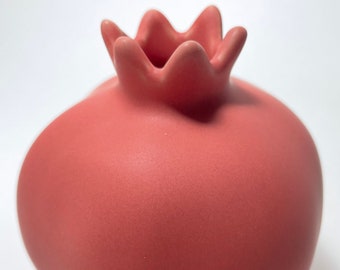 Hand-made Ceramic Pomegranate Sculpture Figurine - Includes small pomegranate gift card and envelope