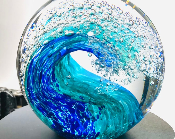 Glass Ocean Wave (NEW) Hand-Made from Molten Glass - Each is Unique!