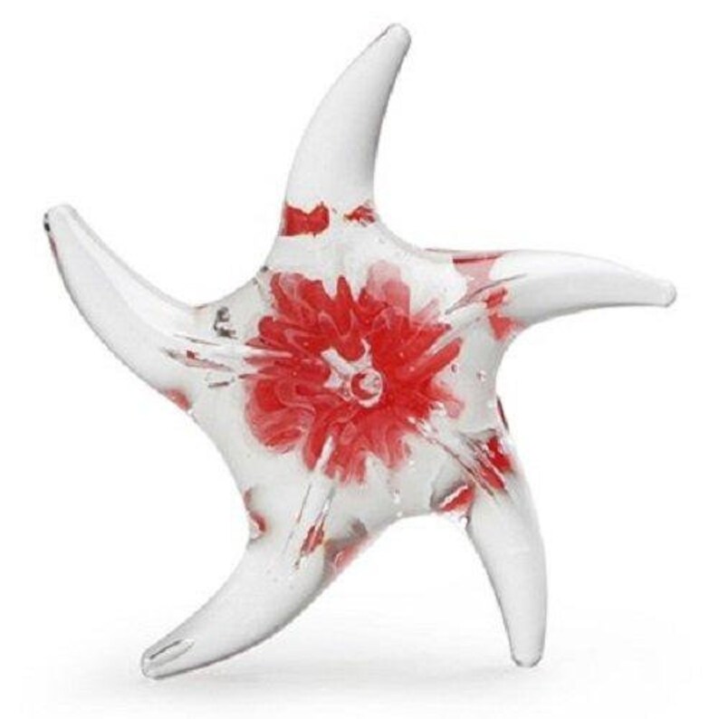 Starfish Paperweight Hand-Made from Molten Glass Each is Unique It glows in the dark Includes Starfish Card and Envelope Red