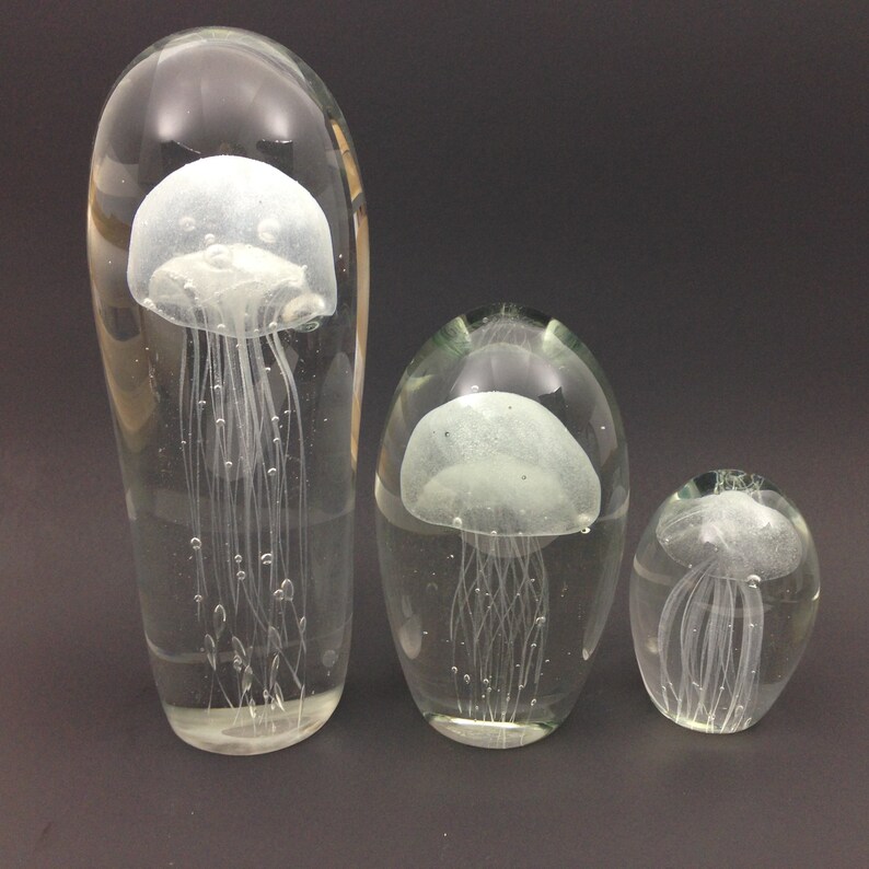 Glass Jellyfish Paperweight It Glows in the Dark Includes Etsy