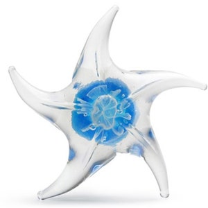 Starfish Paperweight Hand-Made from Molten Glass Each is Unique It glows in the dark Includes Starfish Card and Envelope Blue