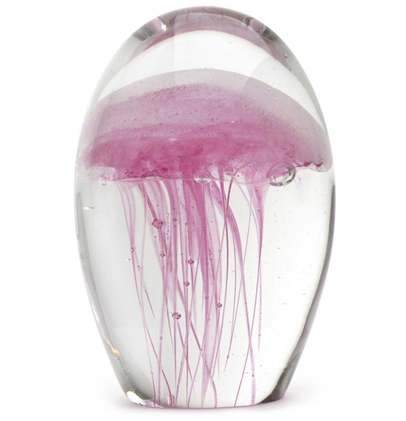 Pink Glass Jellyfish Paperweight - It Glows in the Dark! Includes Free ...