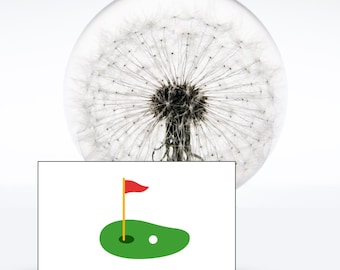 Unique Gifts for Golfers - Dandelion Paperweight - Dandelion golf card and envelope included