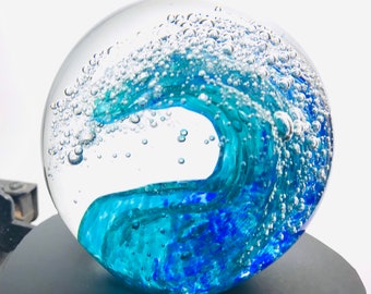 Ocean Wave Hand-Made from Molten Glass - Each is Unique!