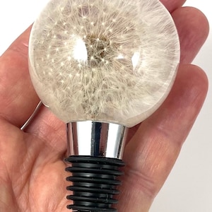 Rolha de vinho de dente-de-leão - Feita com uma verdadeira semente de dente-de-leão! Cartão Dandelion e envelope incluídos