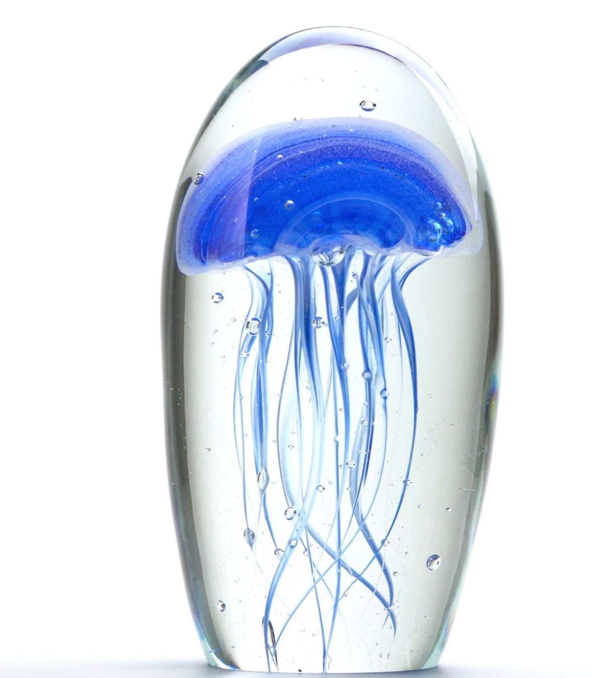 Blue Ribbon Glass Jellyfish Paperweight - It Glows in the Dark ...