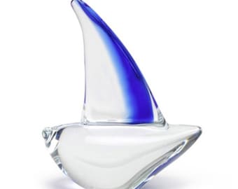 Sailboat Paperweight - Hand-Made from Molten Glass - Each is Unique!