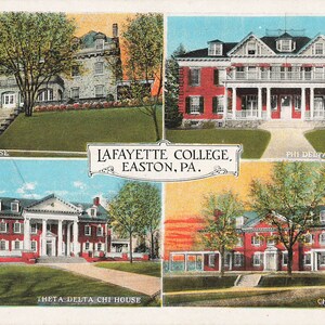 Easton, Pennsylvania Postcard Lafayette College Fraternities About 1920s