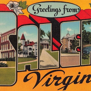 Salem, Virginie Grande carte postale de voeux multi-vues vers les années 40
