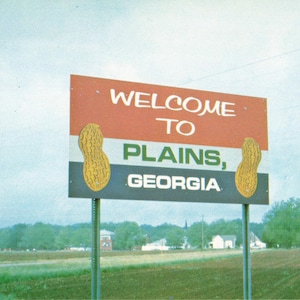 Carte postale des plaines de la Géorgie Bienvenue chez Jimmy Carter Chrome c 1965