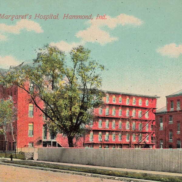 Hammond, Indiana Postcard St. Margaret's Hospital  About 1910