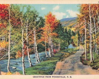Greetings From Woodsville, New Hampshire Postcard  Linen c 1933