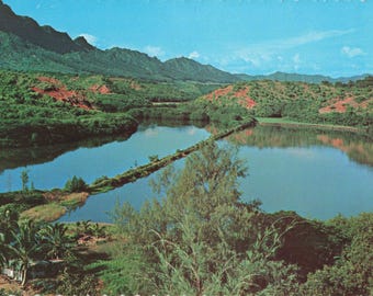 Island of Kauai, Hawaii Postcard Menehune Fish Pond About 1960s