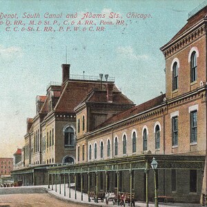 Chicago, Illinois Postcard Union Depot South Canal et Adams Streets Postmark 1910