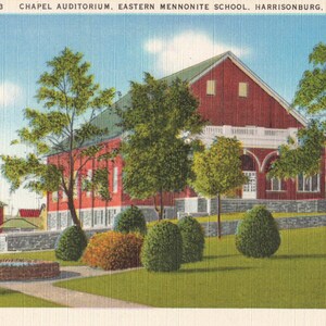 Harrisonburg, Virginie Carte postale Auditorium de la chapelle de l'école mennonite de l'Est, vers 1950