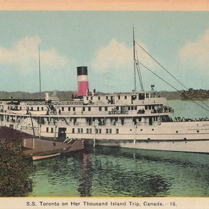 Carte postale du Canada S.S. Toronto Thousand Islands vers 1920