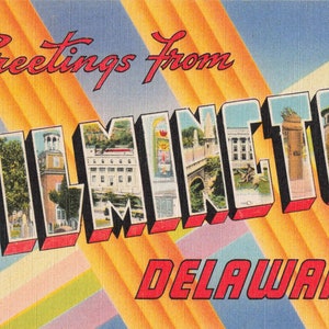 Wilmington, Delaware Grande carte postale lettre de voeux multi-vues vers les années 40