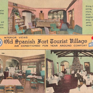 Mobile, carte postale de l'Alabama Old Spanish Fort Village touristique vers les années 40