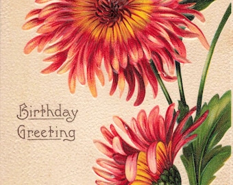 Birthday Greetings Postcard Flowers  About 1910
