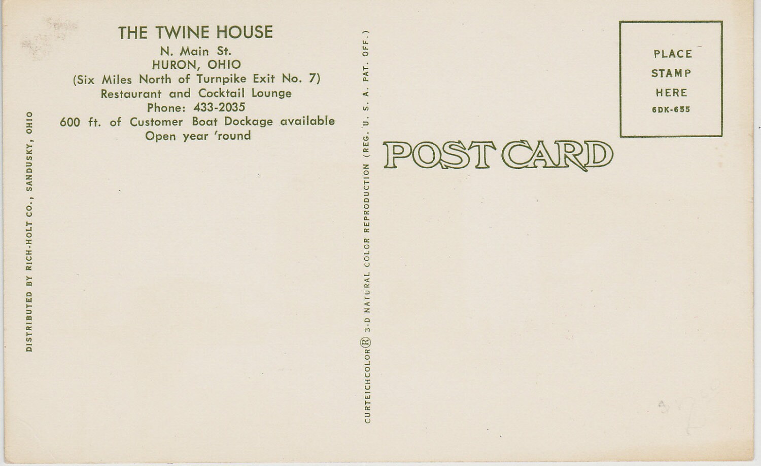 The Twine House Restaurant Huron Ohio 1966 Etsy