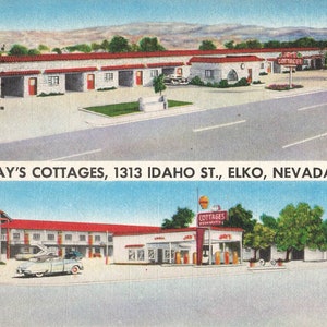 Elko, Nevada Carte postale Jay's Cottages Multi View Postmark 1954