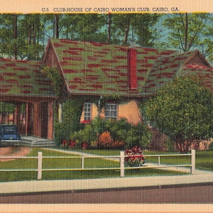 Le Caire, Géorgie Carte postale Club-House of Cairo Woman's Club Linge de maison Vers 1940-50