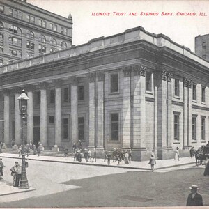 Carte postale de Chicago, Illinois, Illinois Trust and Savings Bank, carte postale publicitaire vers 1907