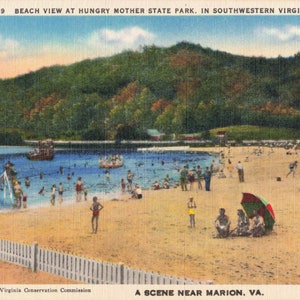 Marion, Virginie Carte postale Beach View Hungry Mother State Park, vers 1950