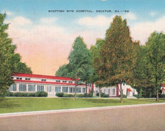Decatur, Georgia Postcard Scottis Rite Hospital Linen Postmark 1949