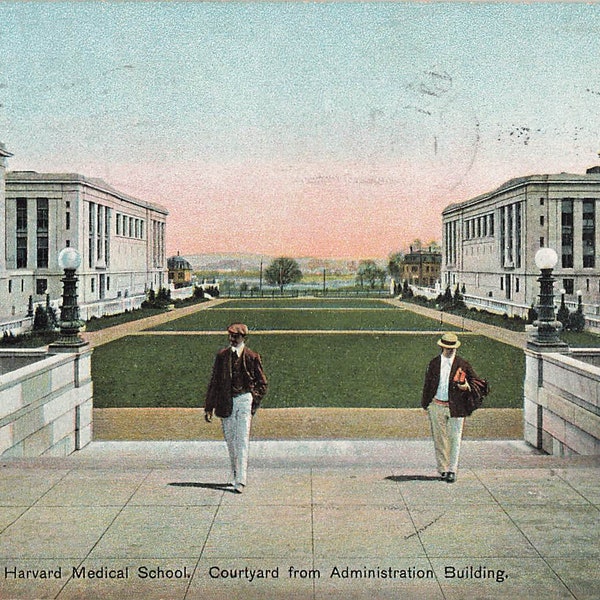 Boston, Massachusetts Postcard Harvard Medical School Courtyard Postmark 1910
