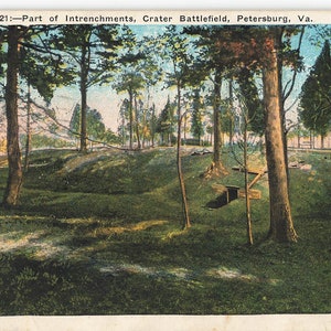 Petersburg, Virginie Carte postale Cratère Champ de bataille Guerre de Sécession Retranchements PM 1942