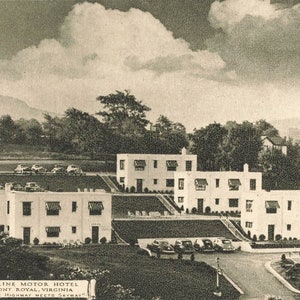 Front Royal, Virginie Carte postale Skyline Motor Hotel Voitures classiques vers 1940