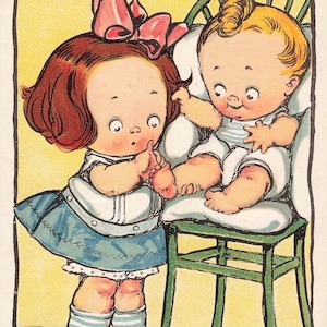 Grace Wiederseim Drayton Artiste de carte postale signé Fille et bébé Cachet de la poste 1910