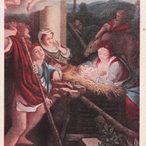 Carte postale Le premier Noël avec Marie et l'enfant Jésus vers 1908