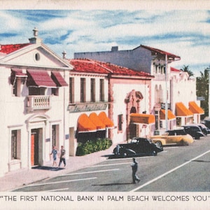 Palm Beach, Floride Carte postale The First National Bank Bank Vers les années 40