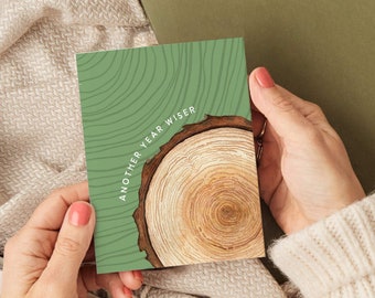 Une autre année plus sage | de voeux d'anneau d'arbre | Carte d'anniversaire pour mari, grand-père, petit ami, papa, lui, elle, maman, femme