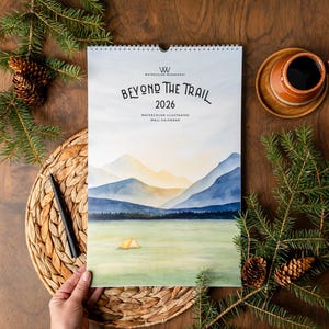 2026 Wall Calendar | Outdoorsy Adventure Hanging Wall Calendar | Watercolor Art, Seasonal Family Calendar, Gift for Her
