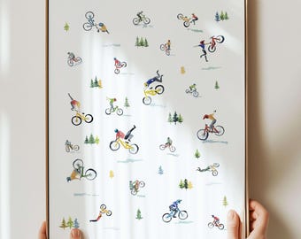 Art de vélo de montagne | Mini décoration murale avec impression d'art de vélo de montagne | Cadeaux vélo VTT pour lui, elle, mari, fils, petit ami,