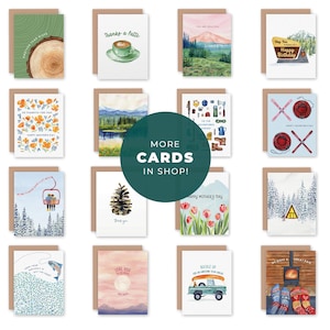 Happy Father's Day Blue Mountain Card | Watercolor Outdoor Camping Greeting Card | Classic Card for Dad, Grandpa, Father