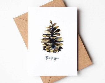 Pinecone Thank You Greeting Card Notes | Set of 6