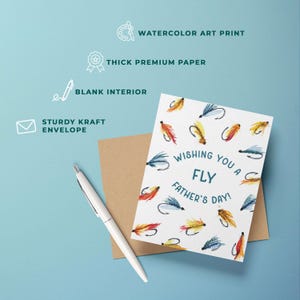 Father's Day Card Fly Fishing | Happy Father's Day Fishing Pun | Watercolor Funny Card for Dad, Grandpa, Angler, Outdoorsman, Fisherman