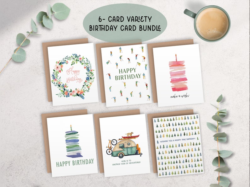 Have Might Pine Birthday, Watercolor Trees Outdoorsy Birthday Card for Nature Lovers image 5