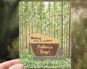 National Parks Sign Happy Fathers Day Card | Watercolor Father's Day Card | Hiking Camping Dad Card for Husband from Wife