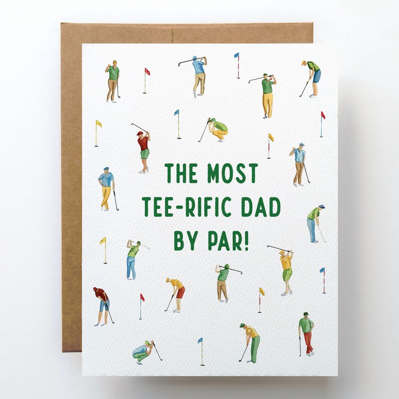 Carte de golf drôle pour la fête des pères | Aquarelle de jeu de mots de golf pour papa | Salutation amusante pour la fête des pères pour les golfeurs | Cadeaux pour papa et grand-père image 4