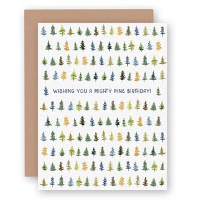 Have Might Pine Birthday, Watercolor Trees Outdoorsy Birthday Card for Nature Lovers image 3