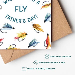 Father's Day Card Fly Fishing | Happy Father's Day Fishing Pun | Watercolor Funny Card for Dad, Grandpa, Angler, Outdoorsman, Fisherman