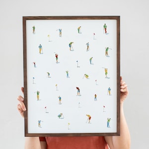 Retro Golf Print | Tiny Watercolor Golfers Art