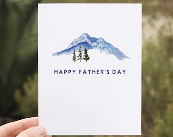 Carte Blue Mountain heureuse pour la fête des pères | Carte de voeux aquarelle pour camping en plein air de femme pour mari | Carte classique de ma fille