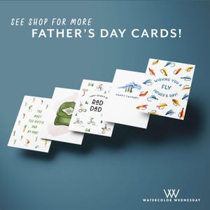 Father's Day Card Fly Fishing | Happy Father's Day Fishing Pun | Watercolor Funny Card for Dad, Grandpa, Angler, Outdoorsman, Fisherman